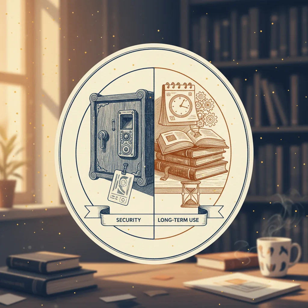 セキュリティと長時間利用の違いをイメージしたイラスト